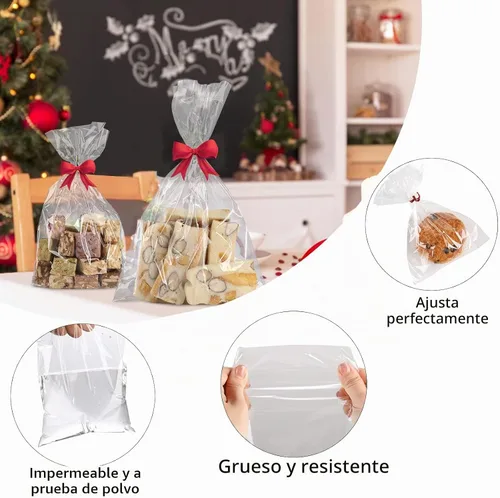 Vista 4 de MoloTAR 200 bolsas de celofán planas transparentes de 6 x 4 pulgadas (1,4 mil), ideales para panadería, galletas, caramelos y postres, con cinco