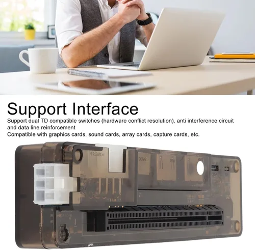 Vista 3 de Base externa para GPU, base de tarjeta gráfica PCIe 3.0 de 6 pines para laptop con interfaz de tarjeta de video independiente para un mejor