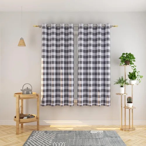 Vista 44 de Cortinas de 24 pulgadas de largo con diseño Buffalo Check Gingham Plaid para ventanas de cocina y baño, tratamiento para ventanas con 2 paneles