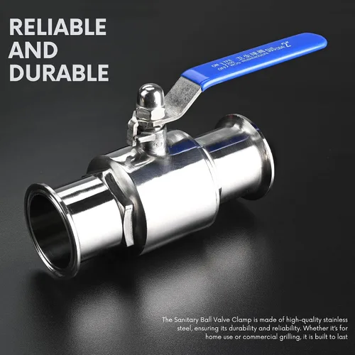 Vista 2 de Válvula de bola de 2" Tri-Clamp para elaboración de cerveza casera, acero inoxidable 304, 2" Tude OD, PTFE forrado