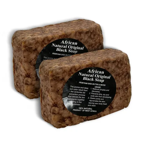 Vista 9 de HERBOGANIC Barra de jabón negro africano crudo Paquete de 1,16 oz 100% natural puro Producto de Ghana. El jabón negro es ideal para acné, eczema