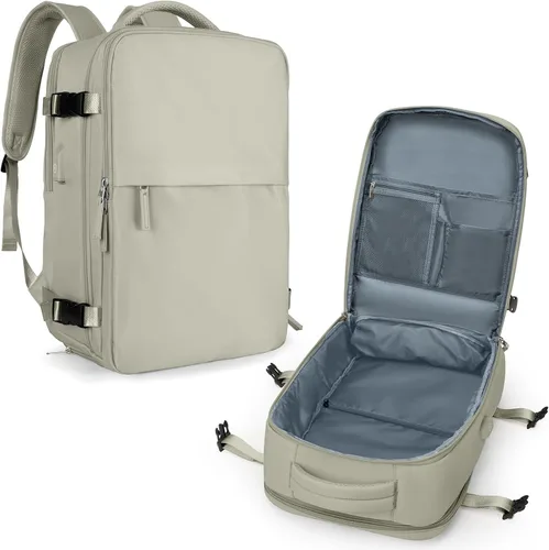 Vista 15 de coowoz Mochila de mano para mujeres y hombres, mochila de viaje aprobada por aerolíneas, mochila deportiva para laptop, A- Beige, Compacto