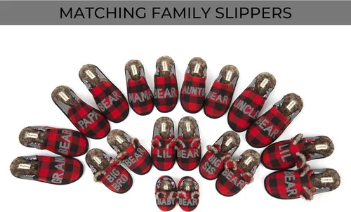 Vista 3 de Dearfoams Regalos de Navidad - Pantuflas de Oso Familiares a juego para bebés y niños