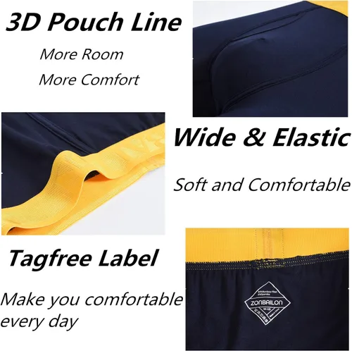 Vista 2 de Ropa interior de bambú para hombre, calzoncillos tipo bóxer con bolsa para bragueta M, L, XL, 2XL, 3XL