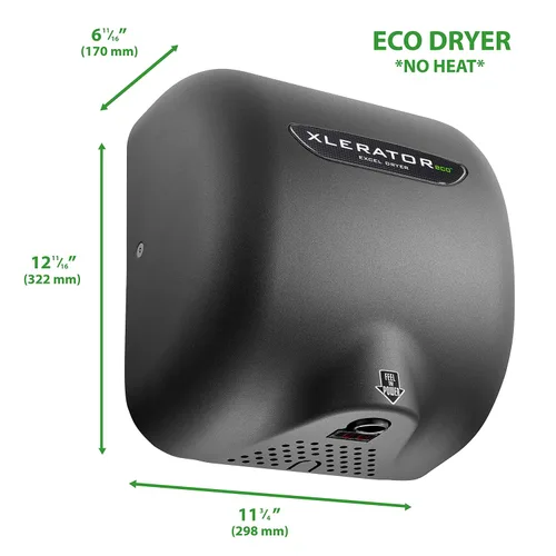 Vista 2 de XLERATOReco XL-GR-ECO 1.1N Secador de manos comercial de alta velocidad, secadora Excel, cubierta texturizada de grafito, sensor automático, montaje