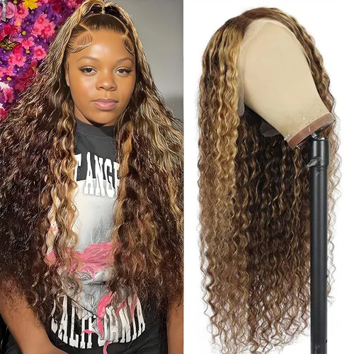 Vista 58 de Peluca de cabello humano con encaje frontal 99j borgoña ondulada profunda, 13x4, peluca frontal prearrancada, densidad del 180%, peluca rizada