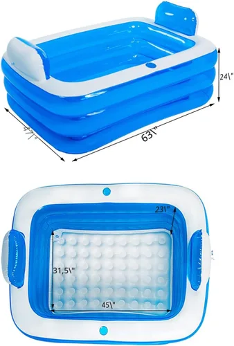 Vista 5 de Bañera inflable para adultos para 2 personas, bañera inflable independiente con función portátil plegable para spa para adultos, piscina plegable