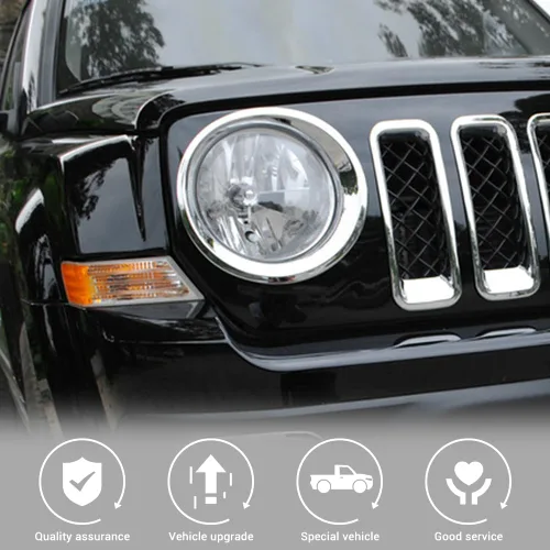 Vista 4 de Jimen Compatible con Jeep Patriot 2011-2016, biseles para faros delanteros (cromado)