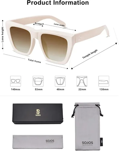 Vista 41 de SOJOS Fashion Oversized Square Cat Eye Polarized Sunglasses for Women Trendy Cateye Style Womens Sunglasses SJ2179