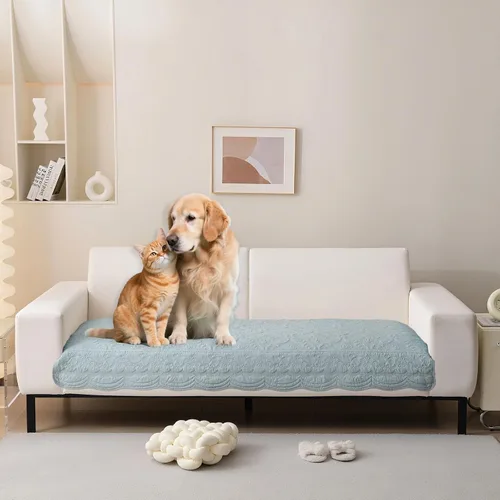 Vista 13 de HANDONTIME Funda de sofá de algodón suave apta para mascotas, elegante funda de sofá para mascotas con bordado, protector de sofá para perros