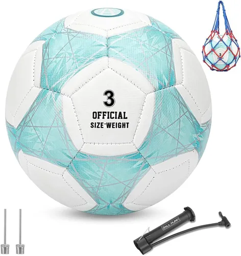 Vista 15 de STEEFAN Balón de fútbol verde azulado/azul/rosa, tamaño 3/4/5 para jugar al aire libre, pelota oficial de fútbol que cambia de color con agujas