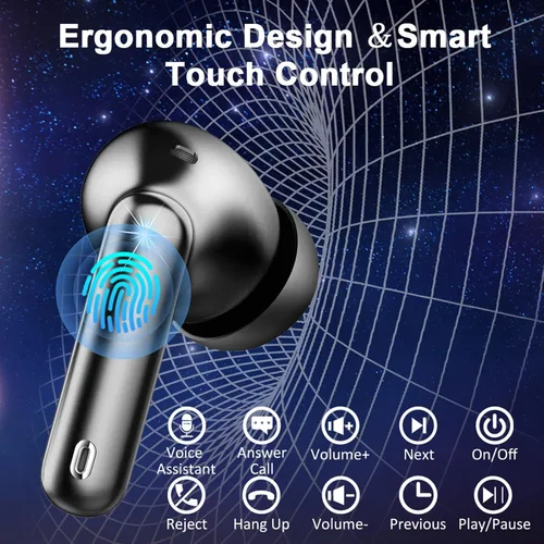 Vista 6 de Jxrev Auriculares inalámbricos mejorados 2026, auriculares Bluetooth 5.4 de 50 horas de reproducción con 4 micrófonos ENC con cancelación de ruido