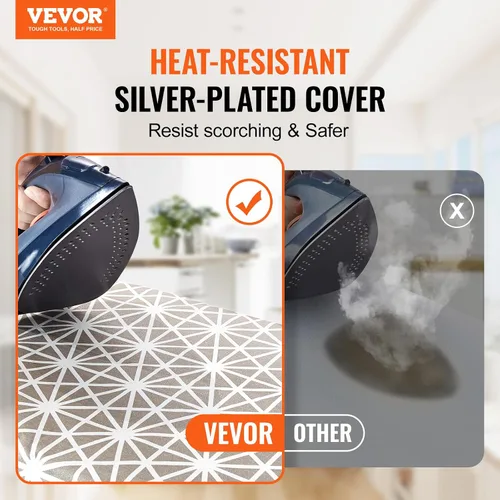 Vista 2 de VEVOR Tabla de Planchar con Superficie de Planchar Grande de 51 x 13 Pulgadas, Tabla de Planchar con 4 Capas Gruesas con Cubierta Resistente al