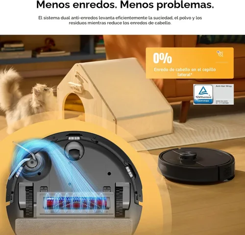 Vista 4 de roborock Q7 M5+ Robot de aspiradora y fregona, actualización de Q5 Max+, hasta 7-9 semanas de autovaciado, succión de 10000 Pa, sistema dual