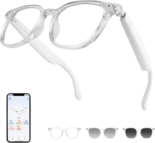 Vista 11 de Lentes inteligentes para hombres y mujeres, orejas abiertas, protección UV, lentes de sol polarizados Bluetooth con altavoces de micrófono