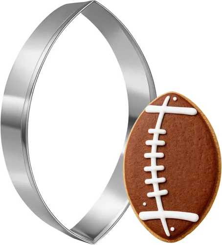 Vista 8 de Cortador de galletas de fútbol, ovalado de acero inoxidable con detalle de encaje