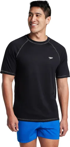 Vista 4 de Speedo - Camiseta de natación para hombre con protección UV, manga corta, ajuste holgado, fácil de ajustar Vidrio ártico suelto