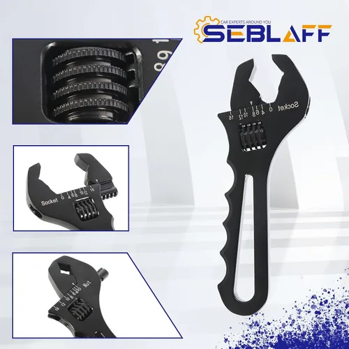 Vista 7 de AN3-16AN - Juego de herramientas de llave de montaje de aluminio ajustable para un extremo adaptador de montaje de manguera, color negro