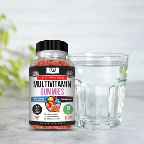 Vista 6 de Kaya Naturals Gomitas multivitamínicas para adultos, biotina, vitamina A, B-12, C y E, incluyendo zinc, ácido fólico, sabor a fresa - Multivitaminas