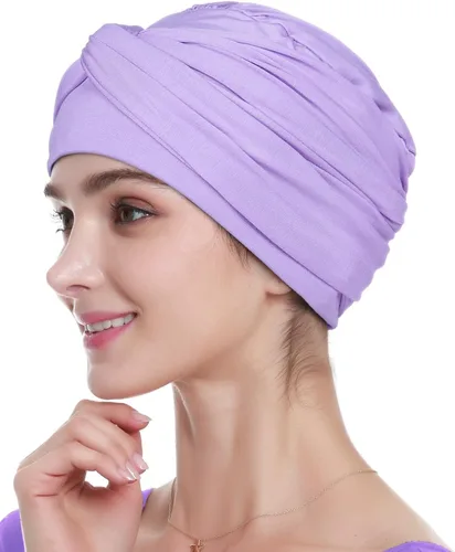 Vista 7 de Alnorm Gorro de quimioterapia, sombrero de viscosa para mujer, turbante para la cabeza para mujer