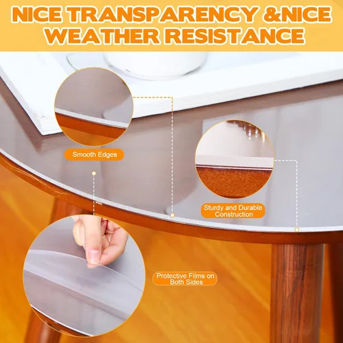 Vista 3 de Beeveer 5 hojas acrílicas redondas de 1/8 pulgadas, círculo acrílico transparente de 14 pulgadas de diámetro, disco redondo para pastel, mesa