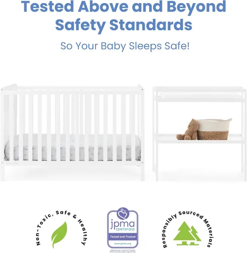 Vista 7 de Delta Children Ruby - Juego de 2 piezas para cuna convertible y cambiador 6 en 1, certificado Greenguard Gold, blanco bianca