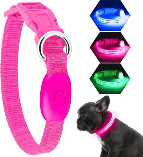 Vista 12 de Collar de Perro Iluminado para la Noche, Collar de Perro LED Ajustable, Recargable Impermeable, Luces de Perro para Caminar por la Noche, Brilla