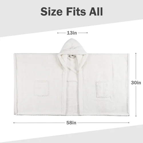 Vista 4 de Catalonia Capa tipo poncho para mujer, capa de sherpa, manta con capucha cómoda, idea de regalo para mamá y niñas adolescentes