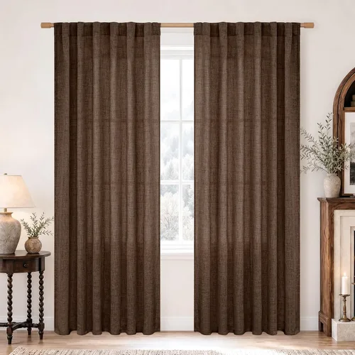 Vista 25 de BGment Cortinas cortas de lino marfil de 36 pulgadas de largo para ventanas de cocina, pequeñas cortinas texturizadas rústicas para café sobre