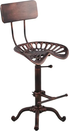 Vista 5 de Silla de respaldo ajustable de metal de diseño industrial Silla de tractor vintage taburete de barra de silla de montar cobre