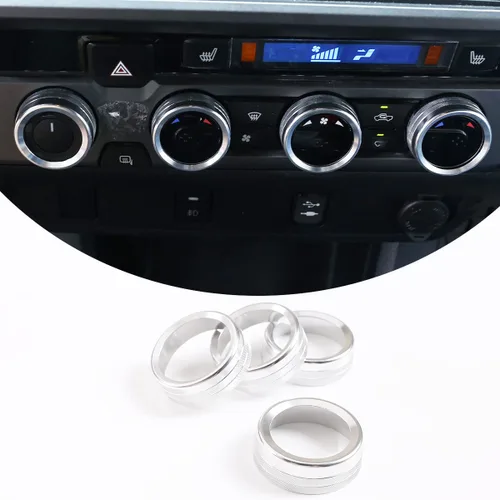 Vista 12 de Cubierta de anillo de botón de aleación de aluminio para automóvil y perilla de salida de volumen, 4 piezas, compatible con Toyota Tacoma 2016 2017