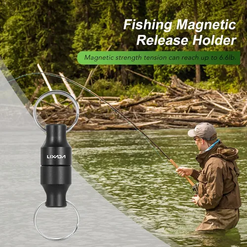 Vista 5 de LIXADA Soporte de liberación de red magnética para pesca Zinger Retractores de red de pesca con mosca, clip magnético, conector de red de aterrizaje