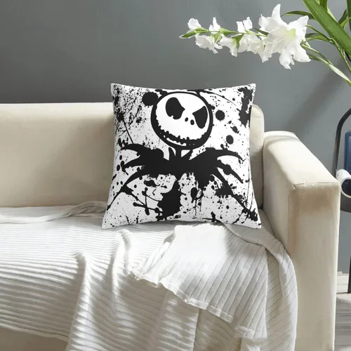 Vista 8 de Melillah Skellington - Funda de almohada de Navidad de 18 x 18 pulgadas, diseño de doble cara, funda de almohada decorativa para automóvil, sofá