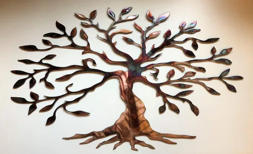 Vista 2 de Arte de pared de metal con olivo versión más amplia
