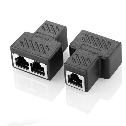 Vista 4 de Conector divisor RJ45, adaptador de red USB 1 a 2 hembra de doble LAN Ethernet compatible con Cat5, Cat5e, Cat6, Cat7