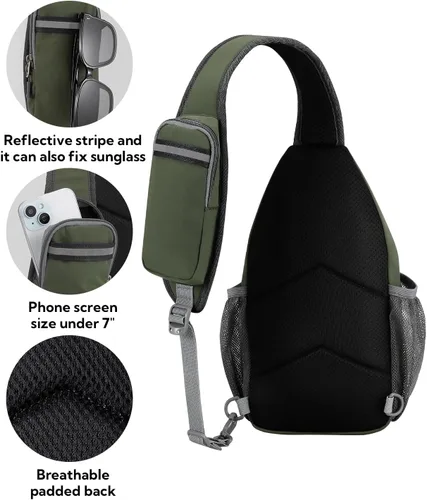 Vista 41 de Waterfly - Mochila cruzada tipo bandolera para viajes y caminatas, bolsa de pecho, Gris, talla única