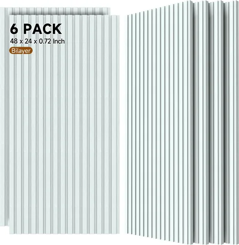 Vista 25 de Grandes paneles acústicos bicapa, juego de 4 paneles absorbentes de sonido, paneles a prueba de sonido de 120 cm x 60 cm x 1.8 cm para paredes