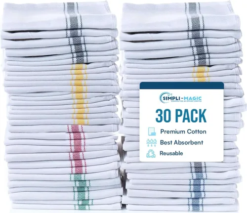 Vista 13 de SIMPLI-MAGIC Paquete de 12 paños de cocina de 24 x 24 pulgadas – 100% algodón, sin pelusas, paños de cocina de alta absorción, perfectos para Saco