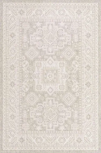 Vista 29 de Unique Loom Outdoor Aztec Collection Alfombra de área, Chalca (5 pies 3 pulgadas, octágono, aguamarina/marfil)
