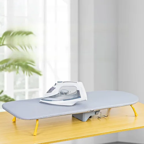 Vista 3 de Tabla de planchar plegable de montaje en pared con soporte de hierro, mini tabla de planchar de mesa, diseño portátil compacto, gris