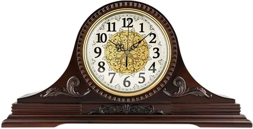 Vista 5 de Reloj de repisa, relojes de repisa retro, reloj de manto de madera para decoración de sala de estar, reloj de mesa silencioso, relojes de manto a