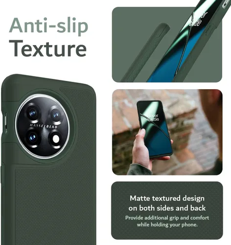 Vista 5 de TUDIA DualShield Grip - Funda protectora para OnePlus 11 5G (2023), MergeGrip, de doble capa, a prueba de golpes, delgada, de grado militar, Verde
