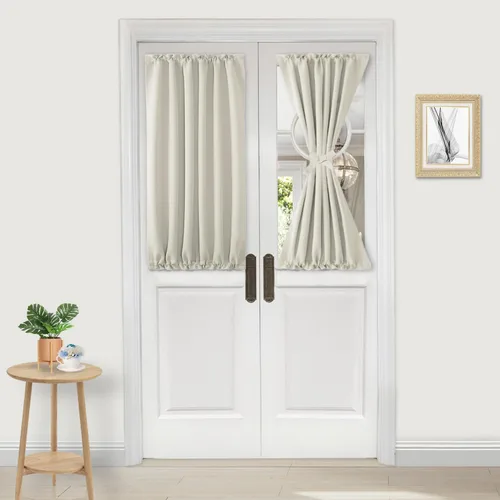 Vista 24 de DWCN Cortinas para Puertas Francesas – Cortinas opacas térmicas con bolsillo para barra para puertas con ventana de cristal, puertas de cocina