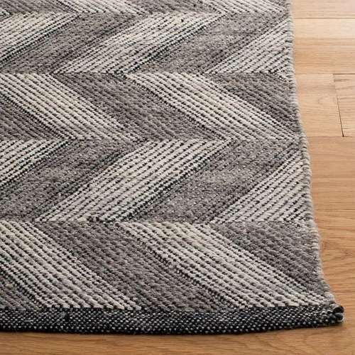 Vista 4 de SAFAVIEH Kilim Collection - Alfombra de pasillo, 2 pies 3 pulgadas x 7 pies, gris y marfil, hecha a mano, lana de cheurón, ideal para zonas de alto
