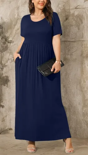 Vista 6 de Bishuige - Vestido largo de verano con bolsillos para mujer, tallas extragrandes de XL a 6X