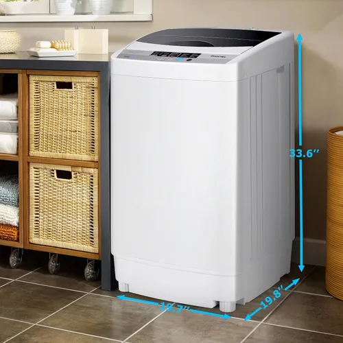 Vista 8 de RELAX4LIFE Lavadora completamente automática, lavadora compacta de 12 libras de capacidad con 10 programas, 8 niveles de agua, pantalla LED y bomba
