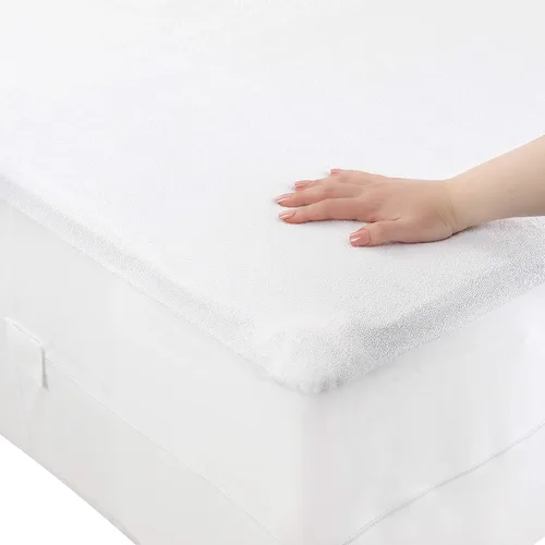 Vista 3 de Masirs Funda de colchón con cremallera - Impermeable, transpirable, silenciosa, lavable a máquina, suave parte superior de rizo para un cómodo sueño