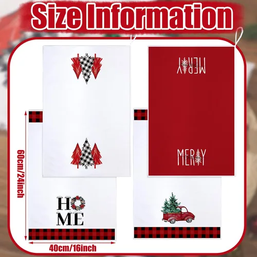 Vista 3 de Bencailor Juego de 4 toallas de cocina navideñas decorativas para platos de té, toallas de mano para baño de Navidad, 15.75 x 23.62 pulgadas