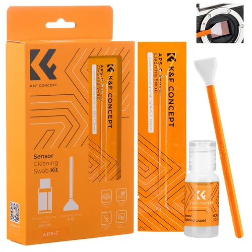 Vista 8 de K&F CONCEPT Hisopos de Limpieza de Sensor Micro Cuatro Tercios 4/3 de 12mm (0.47 pulgadas)*10 + Limpiador de Sensor de 20ml (0.7 fl oz), Kit