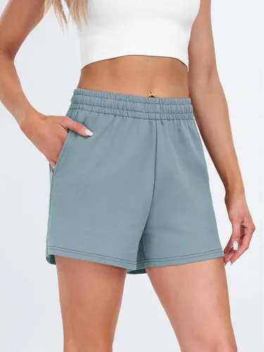 Vista 20 de AUTOMET Pantalones cortos deportivos para mujer, estilo casual, con cordón, cómodos, elásticos, de cintura alta, con bolsillos